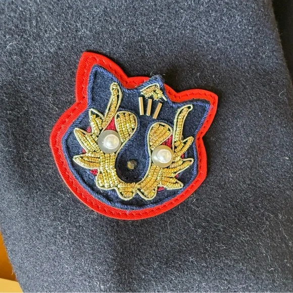 Coach 1941 Naval Officer Double Breasted Navy Wool Pea Coat with jeweled patches - Picture 8 of 10